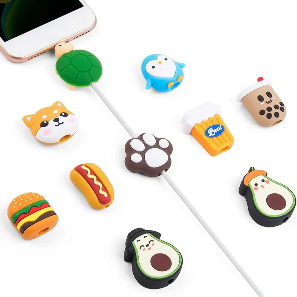 1 szt. Mini Cartoon USB Cable Protector Data Line Cord Protector Winder Cover dla iPhone Android Charging Cable Protective Case