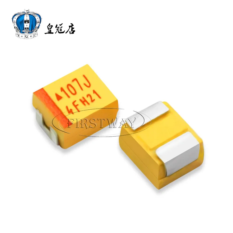 100PCS/LOT SMD tantalum capacitor 1210 100UF 6V 6.3V B type 3528 107J tantalum capacitor Polar capacitor