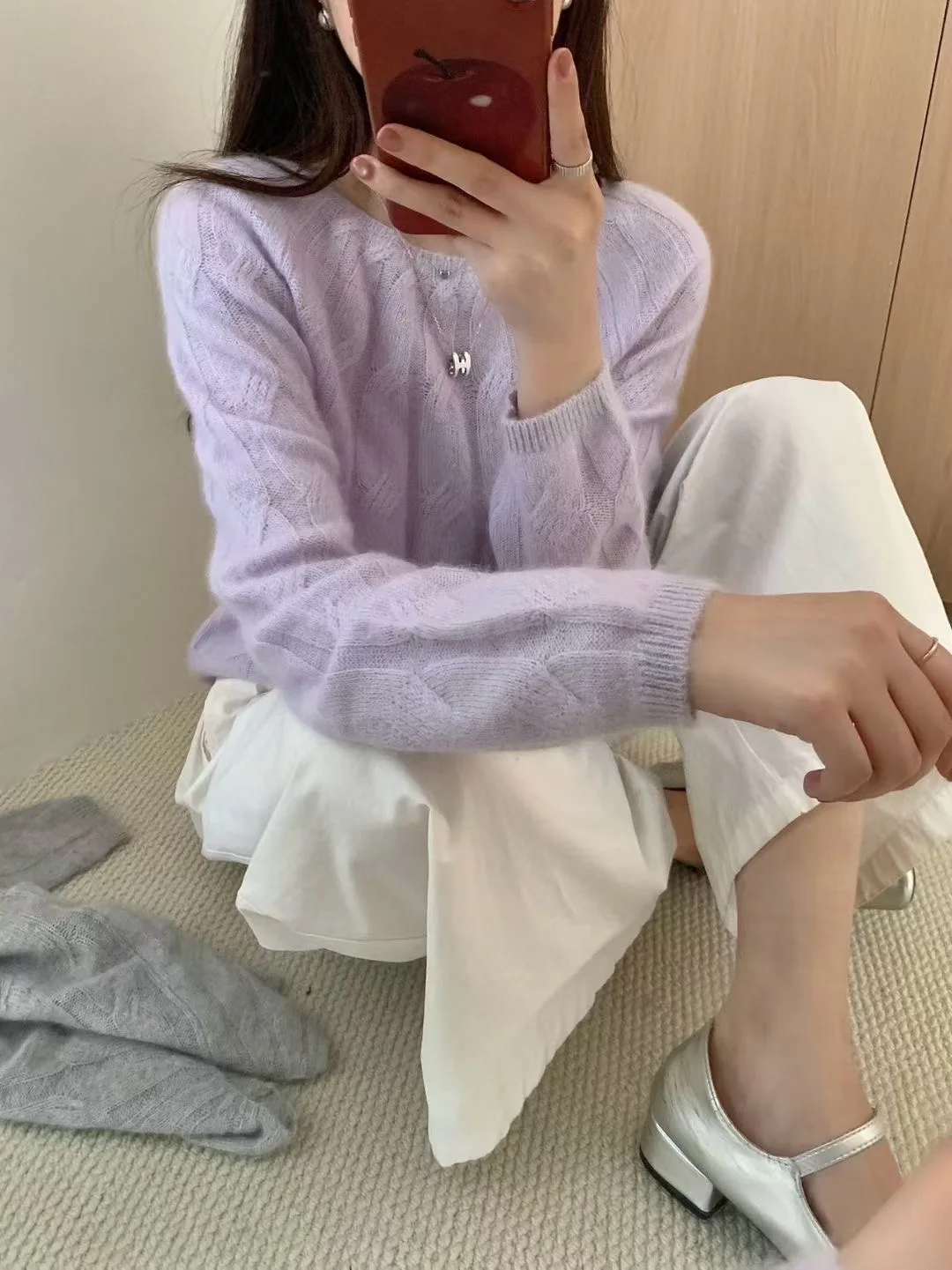 

Korean Sle Soft round Ne Knitted Sweater Women's Faion Versatile Flower Bud ape Woolen Knitwear Comfortable Casual