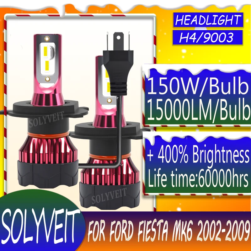 

Durable Led Headlight Bulb High-Lumen Easy Fit Long Lifespan 9003 For Ford Fiesta MK6 2002 2003 2004 2005 2006 2007 2008 2009