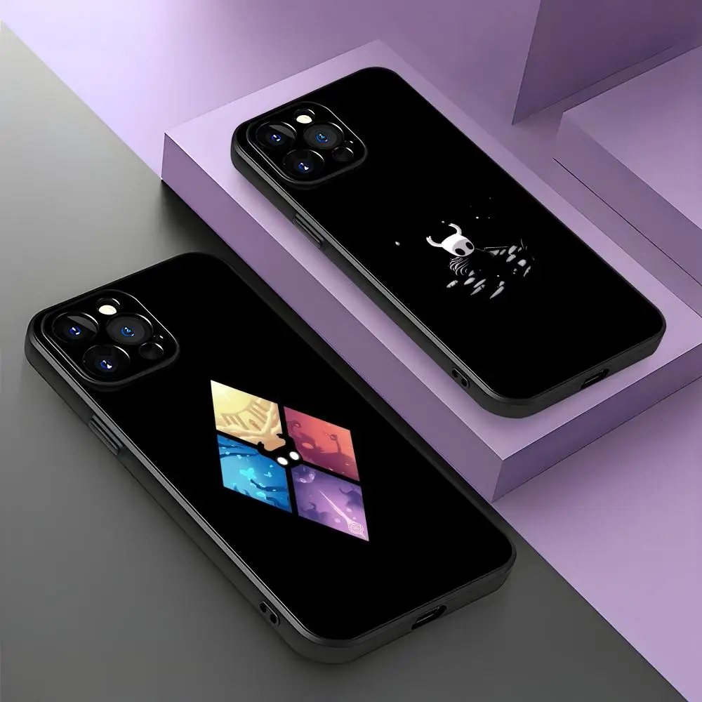 Мягкий противоударный чехол для iPhone 17 Air, 16, 15, 14, 13, 12, 11 Plus, Mini, Pro, Max с мультяшным дизайном Hollow Knight, черный