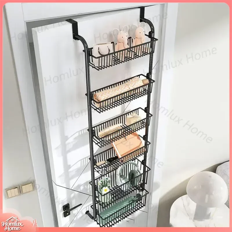 No Punch Door Hanger Kitchen Wall Hanging Net Basket Seasoning Storage Rack Bathroom Toiletries Organizer Space Saving Over