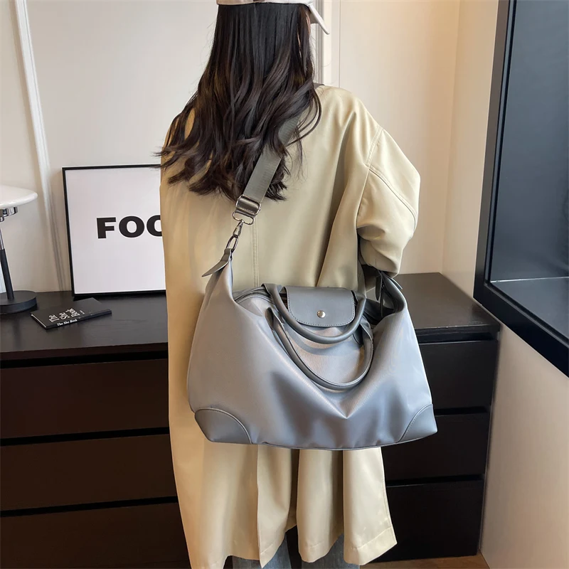 Tiptoegirls Nylon+Leather Large Totes for Women Fashion Big Package Lady Handbag Anti-tear Simple Leisure Woman Shoulder Bag