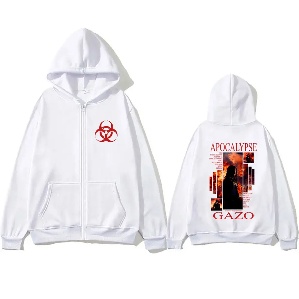 Rapper Gazo APOCALYPSE Album Zipper Hoodie Men Women Hip Hop Fashion Pop Music Zip Up Jacket Male Casual Vintage Fleece Hoodies