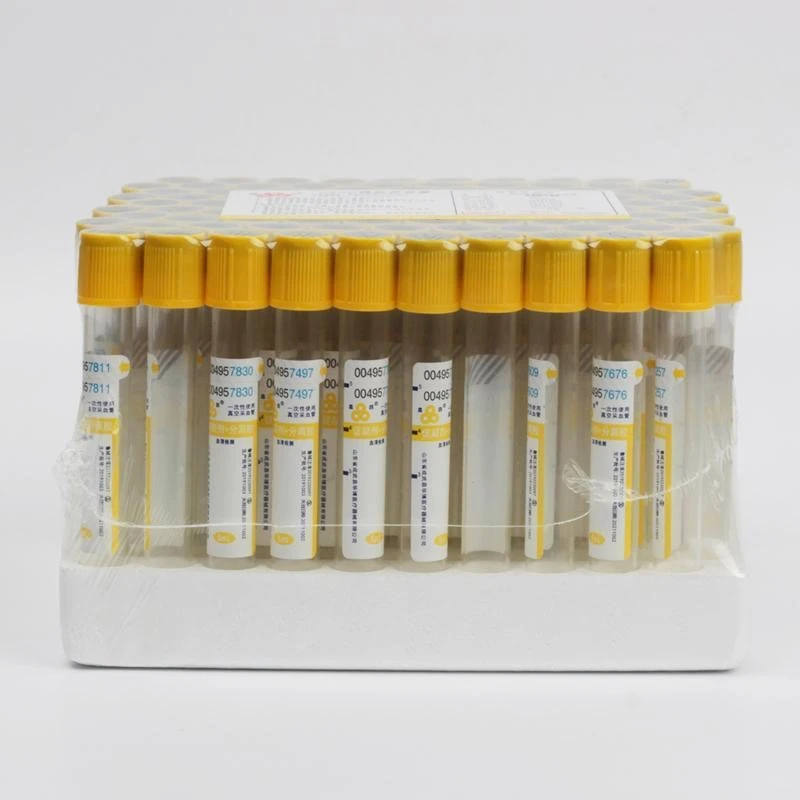 50pcs/lot Disposable PET Vacuum Blood Collection Tube gel & clot activator Tube Yellow Cap PRP Tube Separating gel For Lab