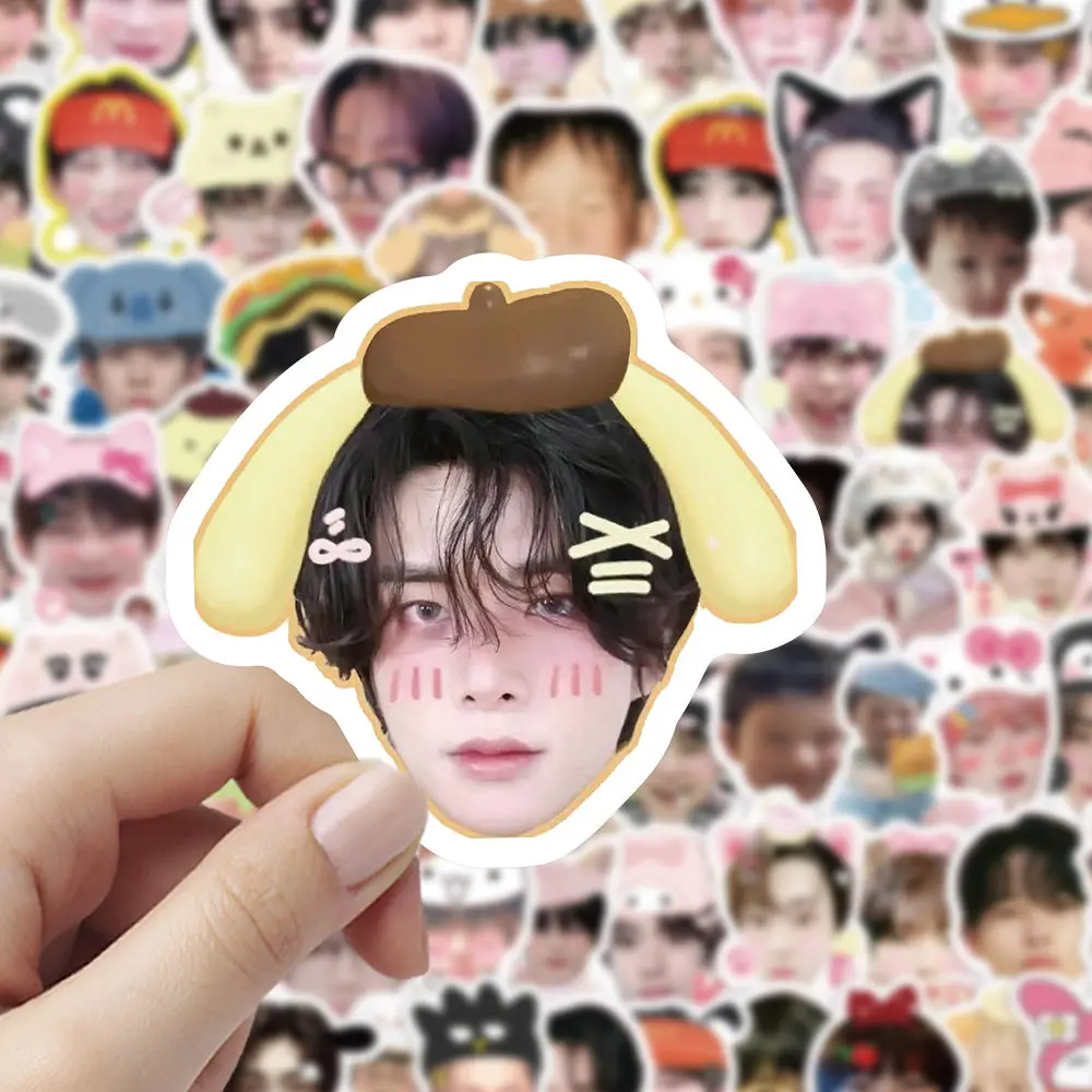 100pcs Kpop Korean Boy Band Photo Sticker Cute Big Head Stickers Kawaii Waterproof Photo Sticker Fans Collection