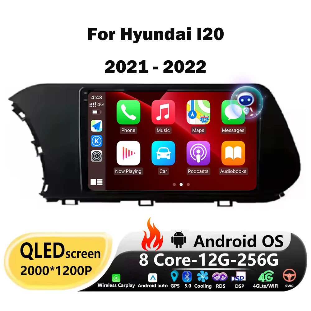 

Wireless Carplay For Hyundai I20 2021 - 2022 Android Auto Car Radio GPS Navigation Multimedia Video Player Stereo BT Head Unit