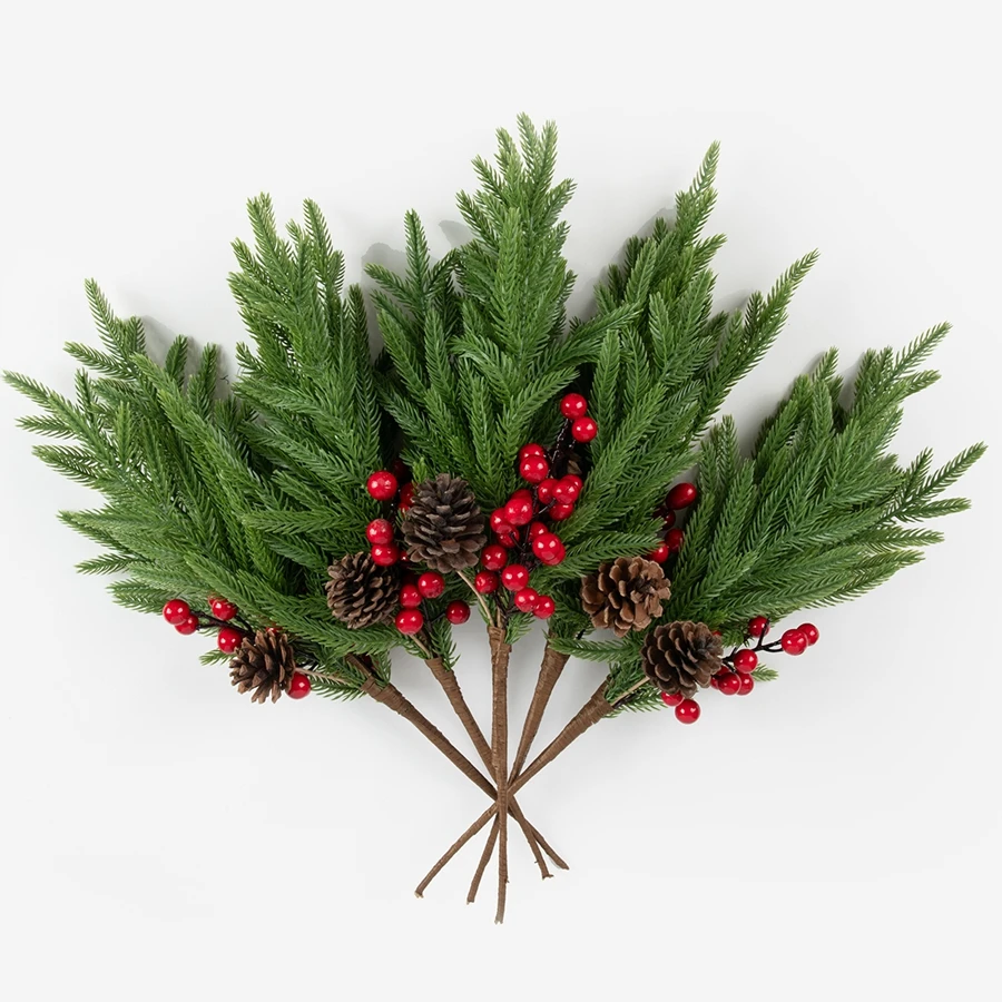 Artificialplant pine needles pinecone Hot sale atmosphere Decor home Festival Outdoor Garden Christmas tree wreath DIY accessory