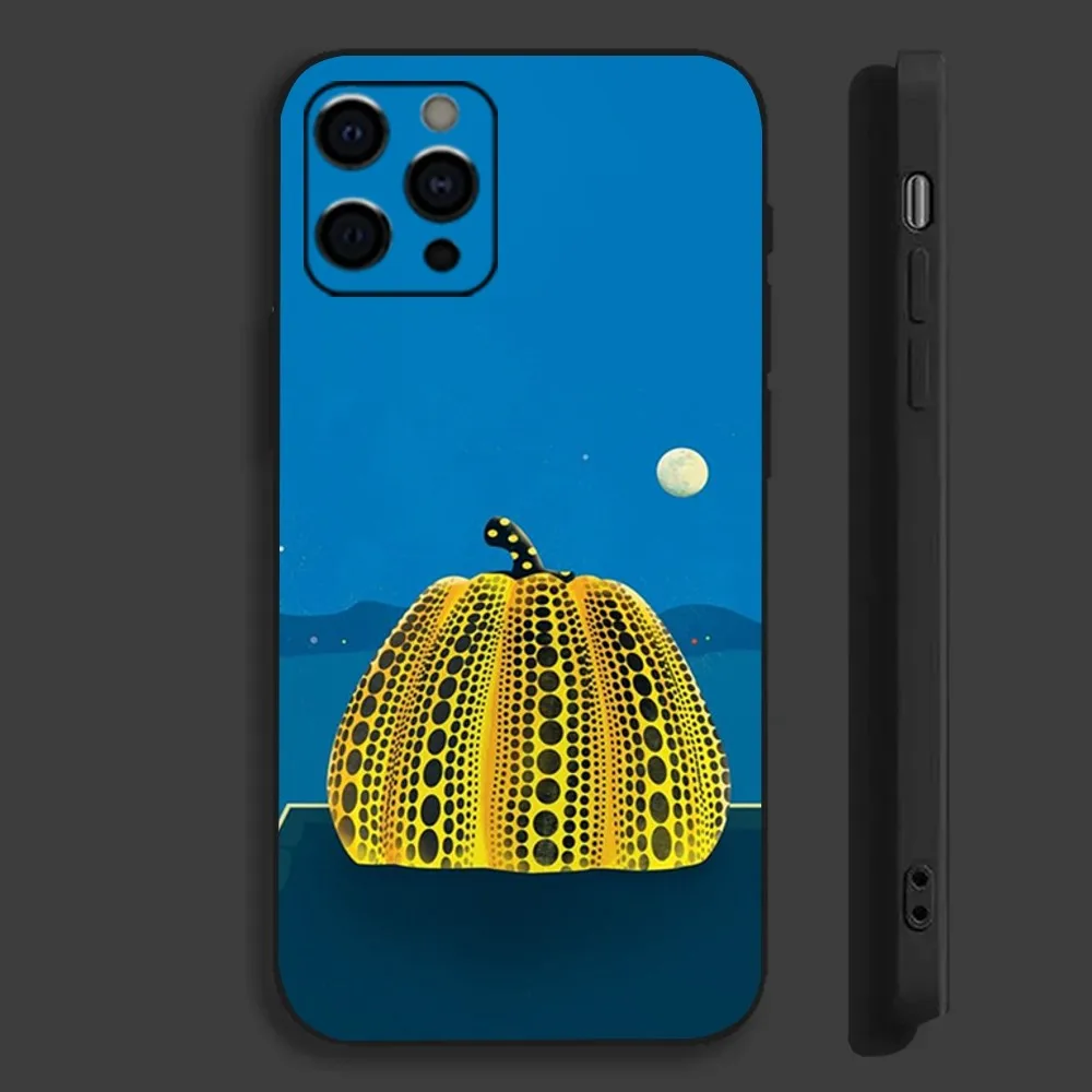 Pumpkin Yayoi Kusama Phone Case For Apple iPhone 15,14,13,12,11,Pro,X,XS,Max,XR,Plus,Mini Soft Black Cover