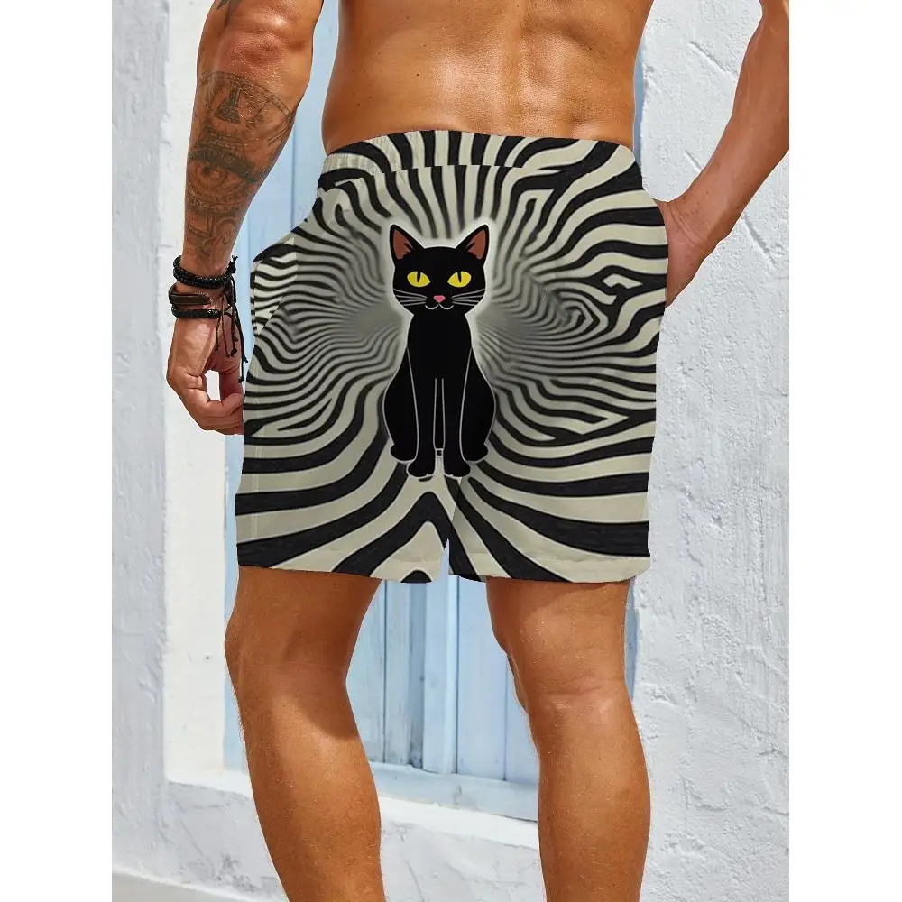 1pcs Men's Short swim trunks2026 Summer 3D Printed Short sleeve Polyester Quick drying running Breathable pants for man