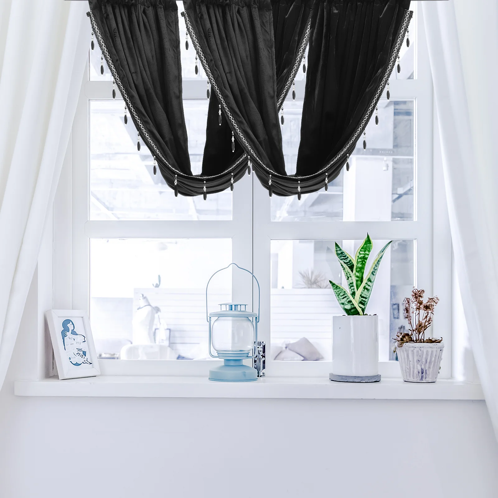

Curtain For Window Decor Soft Fringed Short Curtain Decorative Home Kitchen Drape Tassel Room Bedroom Window