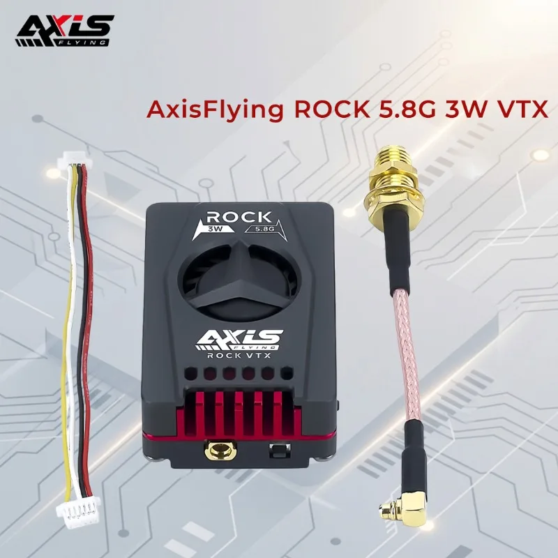 

AxisFlying ROCK 5.8G 3W VTX Built-in MLC Anti-interference Dual-core Image Transmission MMCX Antenna 7-28V for RC FPV Drone
