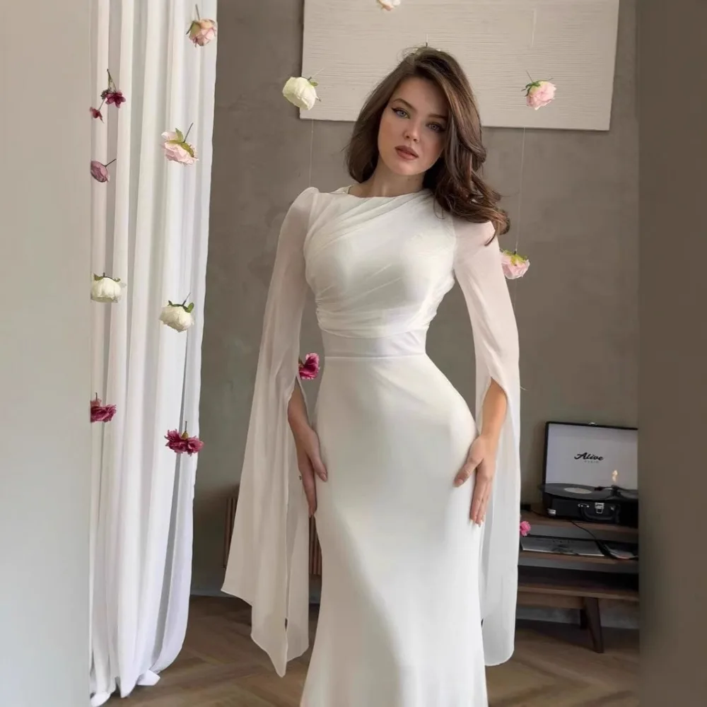 VGH Luxe Yeas End Satijnen Maxi Jurk voor Vrouwen O Hals Batwing Mouw Hoge Taille Formele Avond Vissenstaart Jurken Vrouwelijke Nieuwe