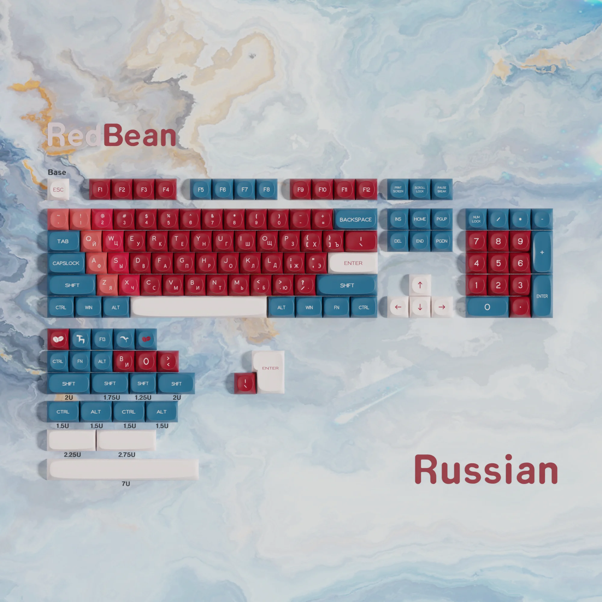 Red Bean Keycaps Moa Profile Dye-Sub Kr Ru Spaans Duits Frans Arabic Abnt2 Iso Ansi Layout Voor Mechanische Keyboards 7u Space