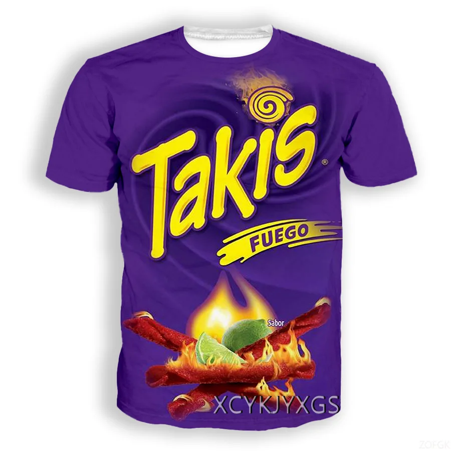 

Hot Selling 3D Digital Takis Snack Packaging Printed Round Neck Short Sleeved Youth Casual T-shirt