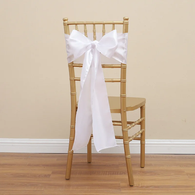 

17x275cm Silk Satin Chair Sashes Big Bow Chair Cover Ribbon Bowknot Chair Decoration for Wedding Party Baby Shower Event Decor