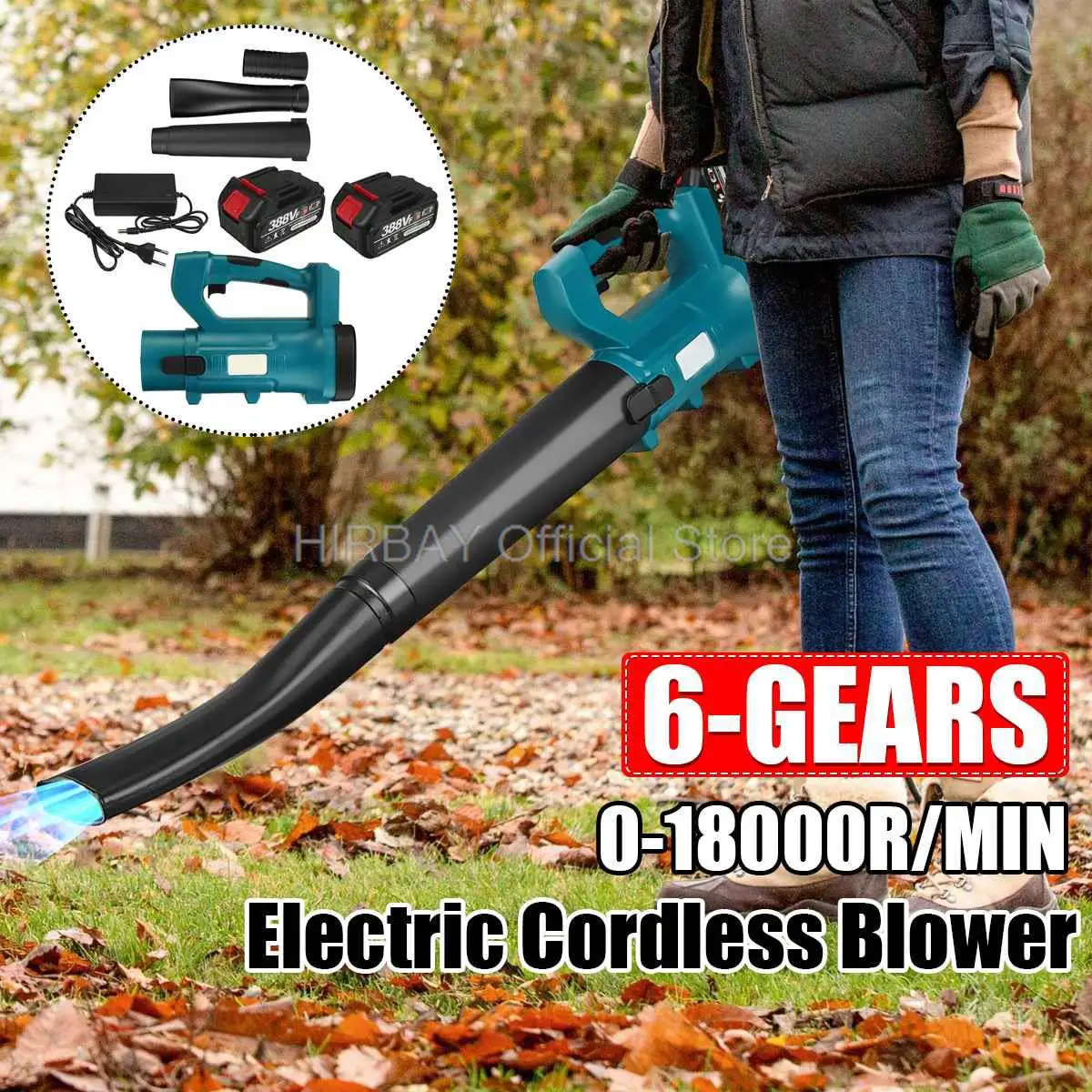 

Cordless Electric Air Blower 6 Speeds Handheld Leaf Blower Dust Collector Sweeper Garden Tools Compatible Makita 18V Battery