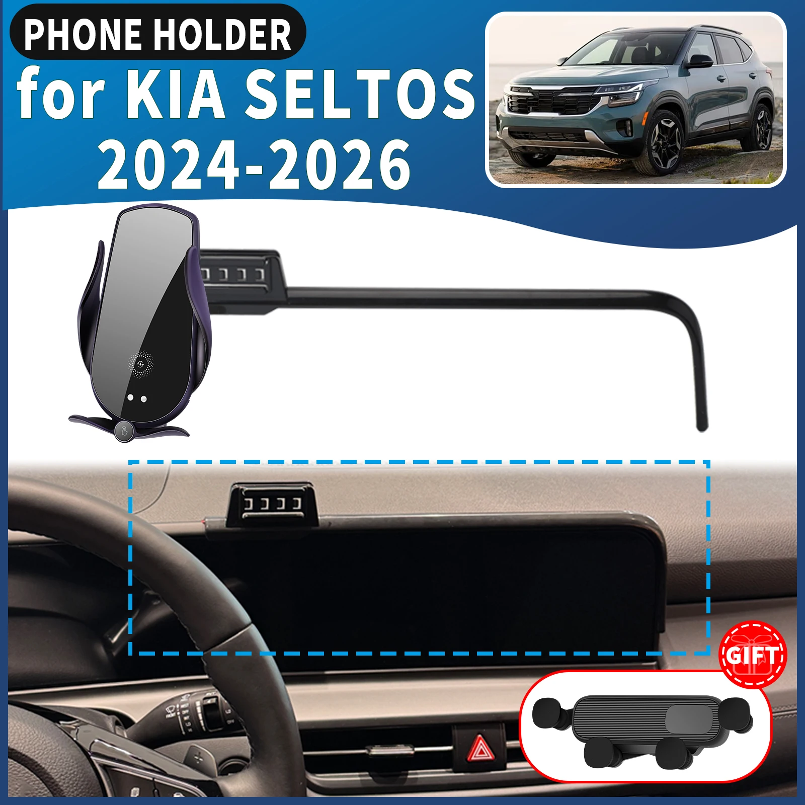 

Держатель для телефона для KIA SELTOS 2024-2026, автомобильный держатель для телефона, крепление для GPS-навигатора, простая установка, аксессуары