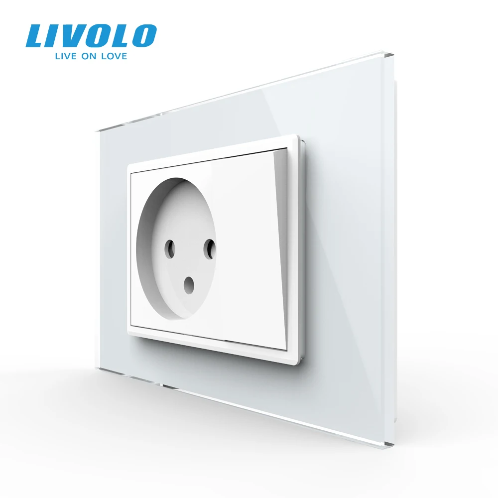 Imagem -04 - Livolo c9 Eua au Padrão 67.5 mm Luxuoso Telefone com tv Satv Aiduo Soquete Painel de Vidro Cristal Pérola Branca Tomadas de Soquete