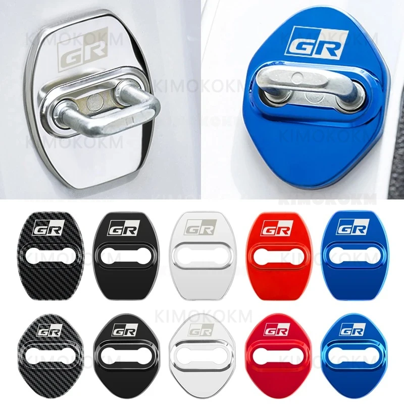 

4pcs For Toyota Gr RAV4 Yaris Hilux Prius Auris Corolla Camry For Toyota GR Car Door Lock cover Protect Buckle Cover Stickers
