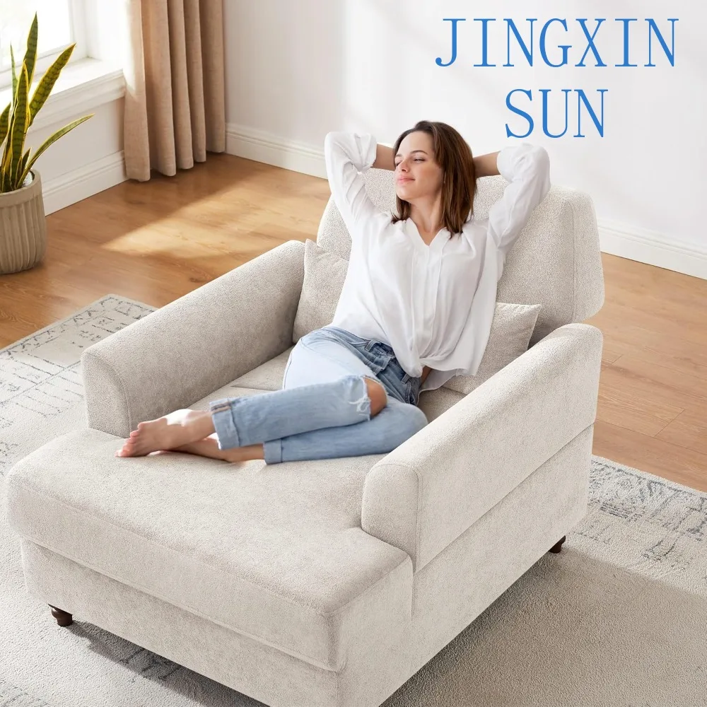 Chaise Lounge Accent (Indoor, Adjustable Backrest) - Oversized Armchair Living Room & Bedroom, Upholstered Mid-Century Reading​