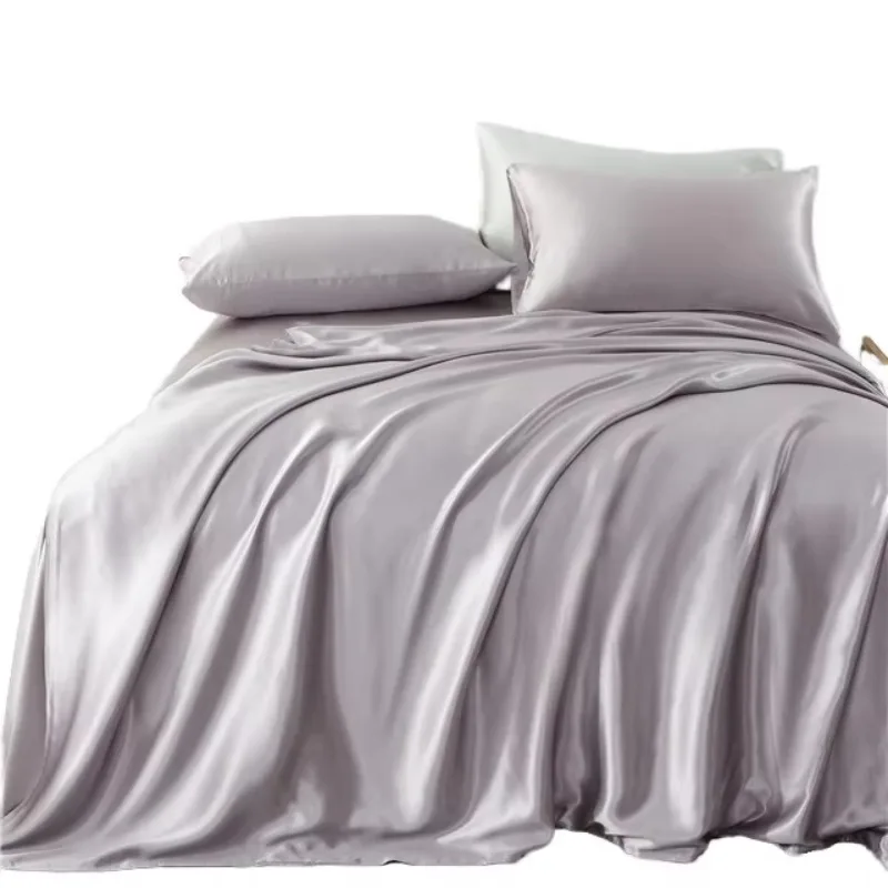 Customized 100% Silk 200TC Modern King Size Solid Color Comfortable Bedsheets Set for Hotel & Home Use