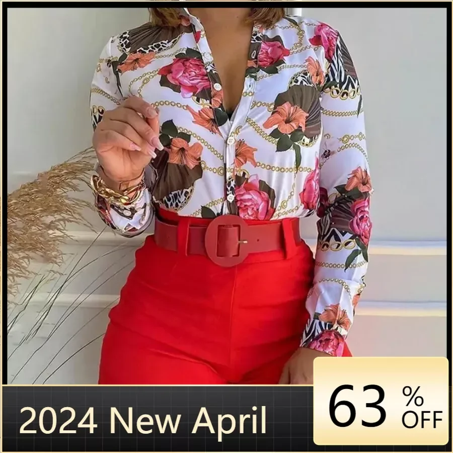 

1 Set Women Blouse Shorts Suit Floral Spring Summer Printed Blouse Pure Color Shorts Office Ladies Shirt Shorts