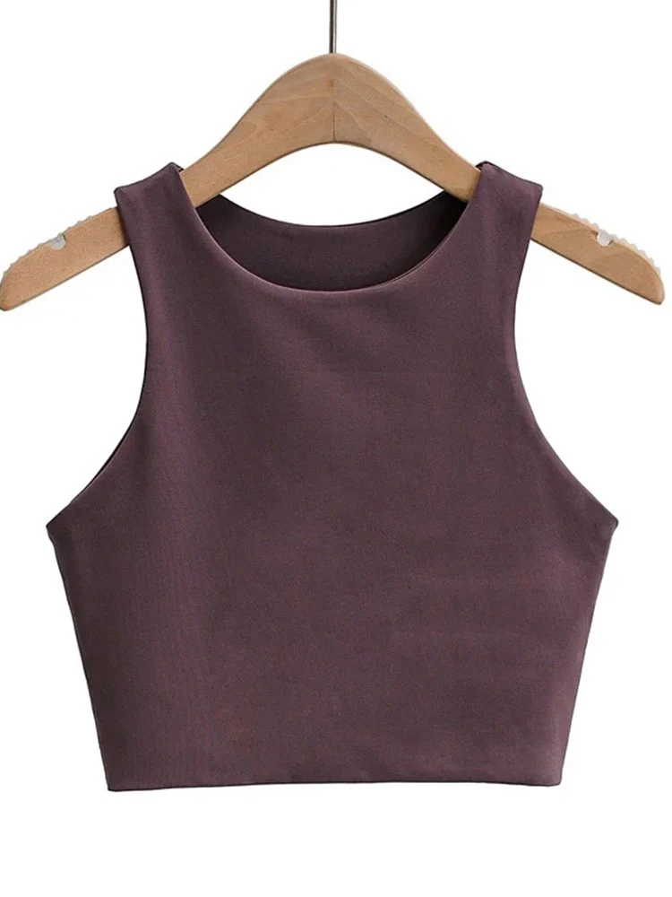 2024 Summer Fashion Women Sexy Slim Tops O-neck Sleeveless Double Nylon Ladies Good Quality Tank Tops 6 Colors