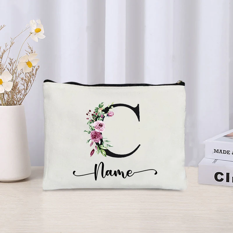 Custom Name Letters Cosmetic Storage Bag Women Travel Toiletry Pouch Luxury Wedding Bridesmaid Gifts Makeup Bag for Ladies Purse