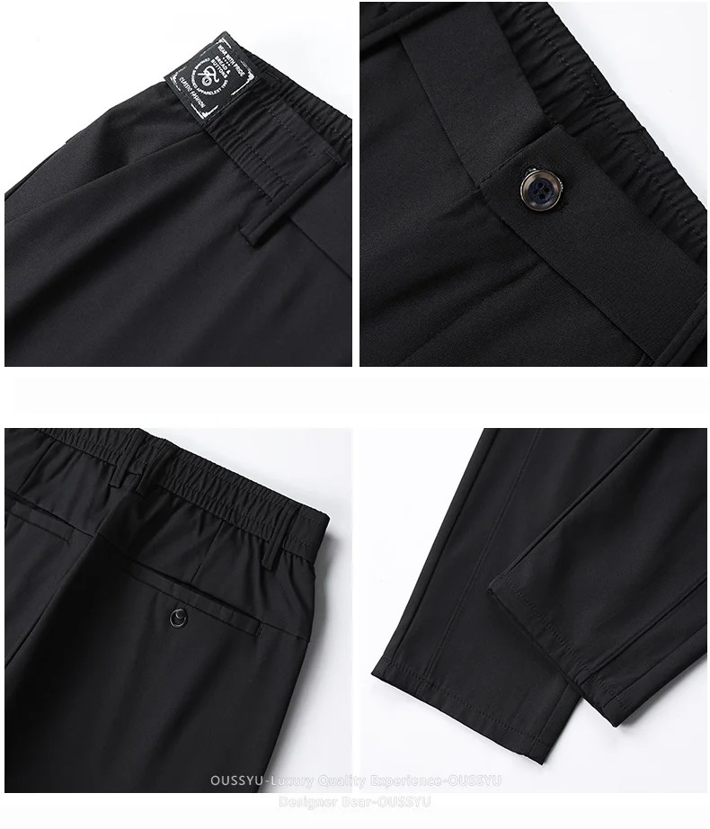 Winter Warme Leichte Fleece-Freizeithose für Herren, Slim Fit, Grau, Schwarz, Koreanischer Stil, Arbeitshose mit Elastischem Bund, Klassische Outdoor-Hose für Männer – Detail 4