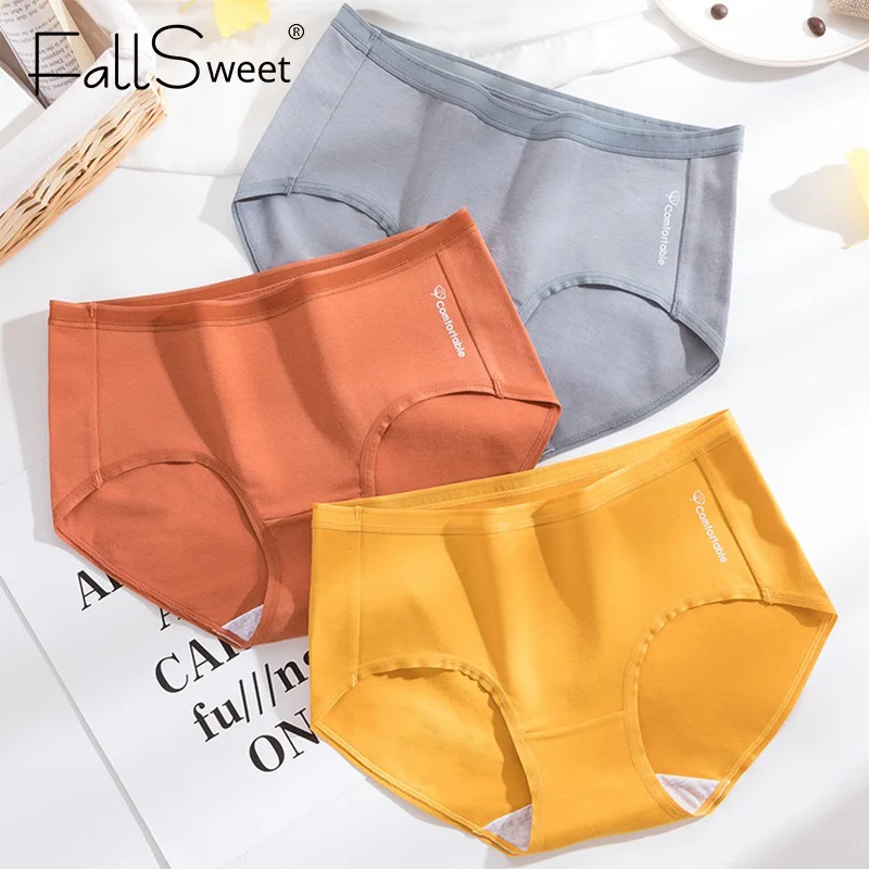 

FallSweet Women's Cotton Briefs Seamless Underwear Comfort Girls Underpants Solid Color Breathable Panty Female Panties