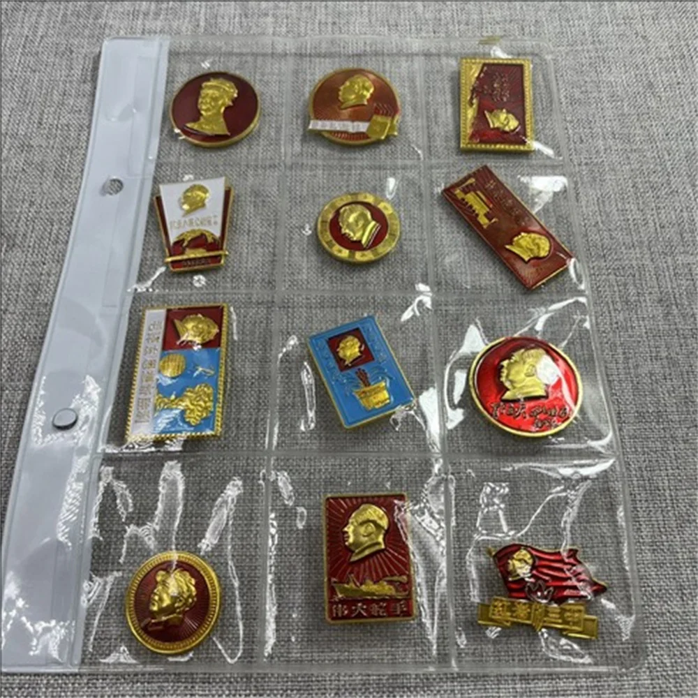 Red Nostalgic Collectibles Micro Chapter Cultural Revolution Chairman Mao Portrait Collection, 12 pieces each