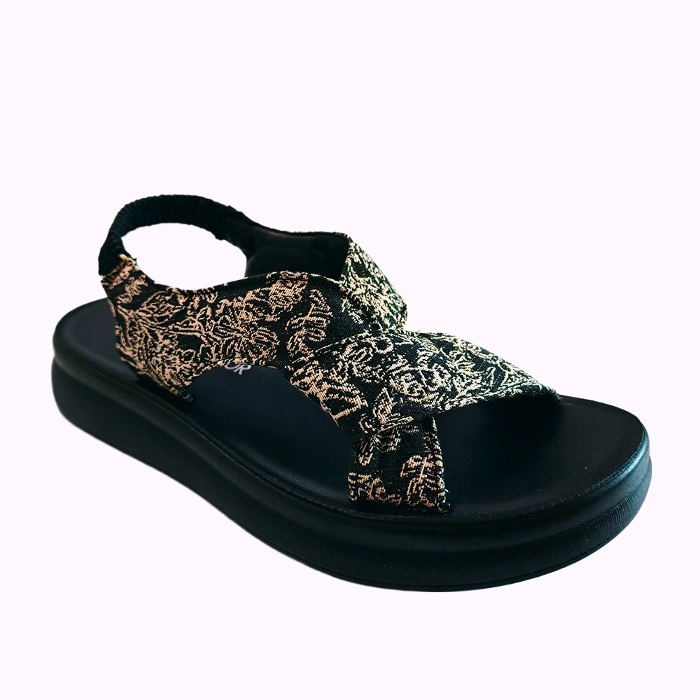 Women's Summer Platform Sandals  Floral Embroidered Holiday Shoes Comfort Wedge Retro Chunky Sandals Casual Daily Wear D915
