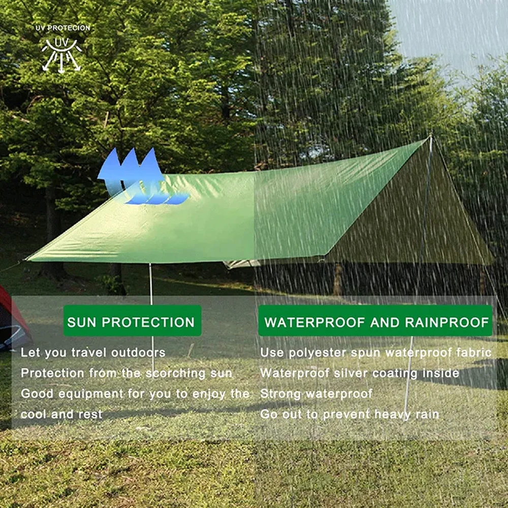 Outdoor Camping Tarp Waterproof Tent Tourist Awning Shade Garden Canopy Beach Sunshade Outdoor Ultralight Sun Shelter with Bag