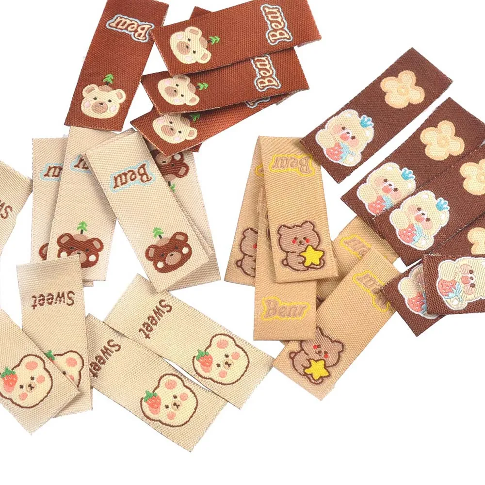 50Pcs 40x15mm Lovely Bear Sweet Labels For Sewing Accessories Kid Garment DIY Crafts Clothes Handmade Supplies Decorative Tags