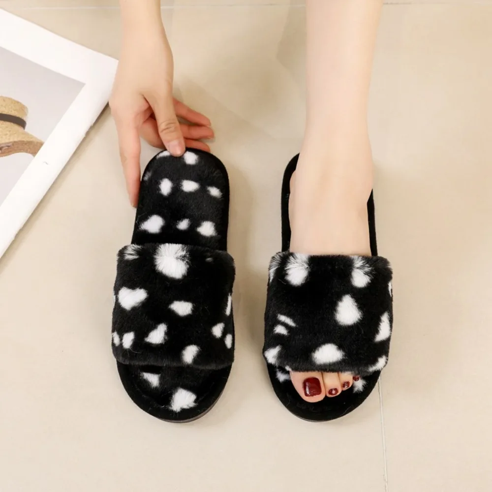 

Fashion Anti Slip Leopard Fluffy Slippers Non-slip Bedroom Shoes Soft Plush Slippers Casual Home Winter Warm Slippers Women