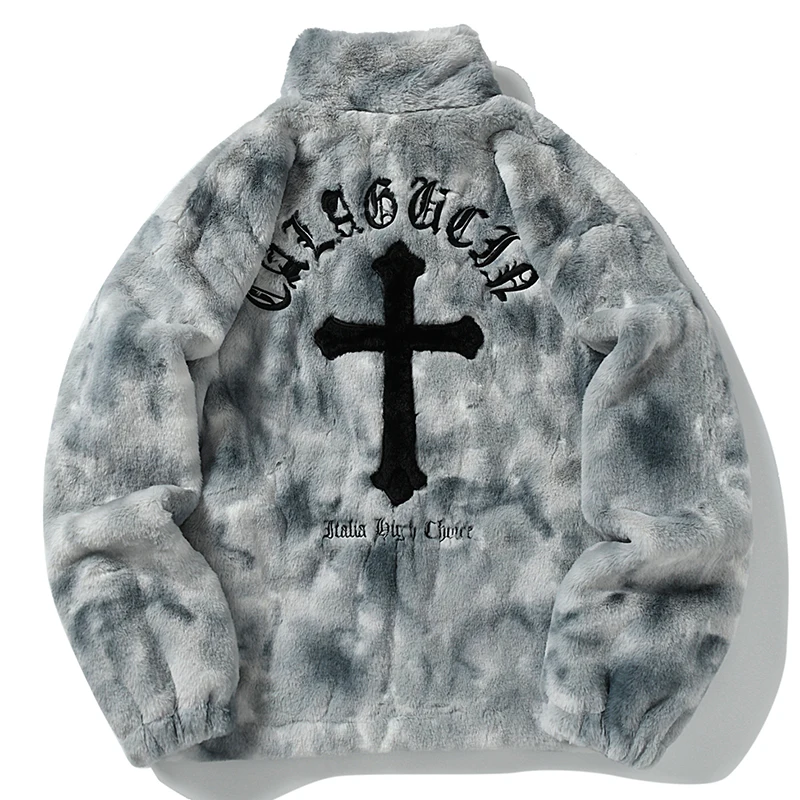 HISTREX Men Rabbit Fur Jacket Parkas,Hip Hop Fluffy Coat,Winter Fleece Overcoat,Outerwear Streetwear,Korean Women Y2k Clothing