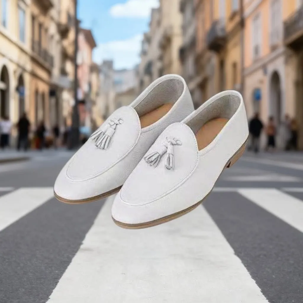 Handmade Luxury British Style Men's Shoes Leather Slip-On Fashionable Versatile Business Formal Tassel Wedding Shoes