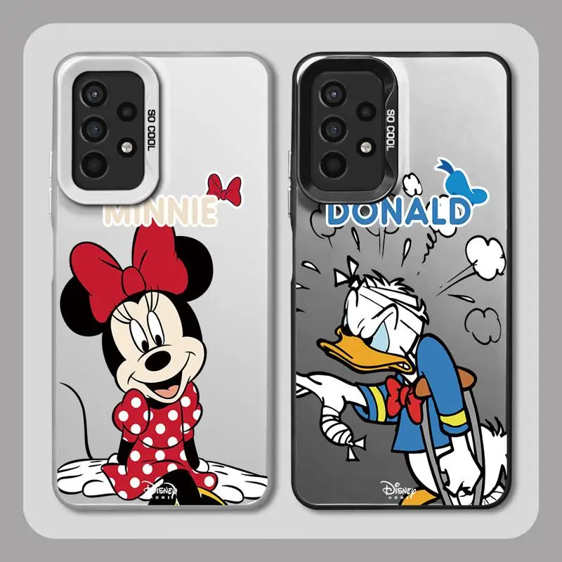 Phone Case for Oppo Reno 10 Pro 8T 7 6 5 A98 A78 A58 A38 A37 A17 A76 A57 Silver Plating Cover Goofy Saisy Donald Duck Pluto