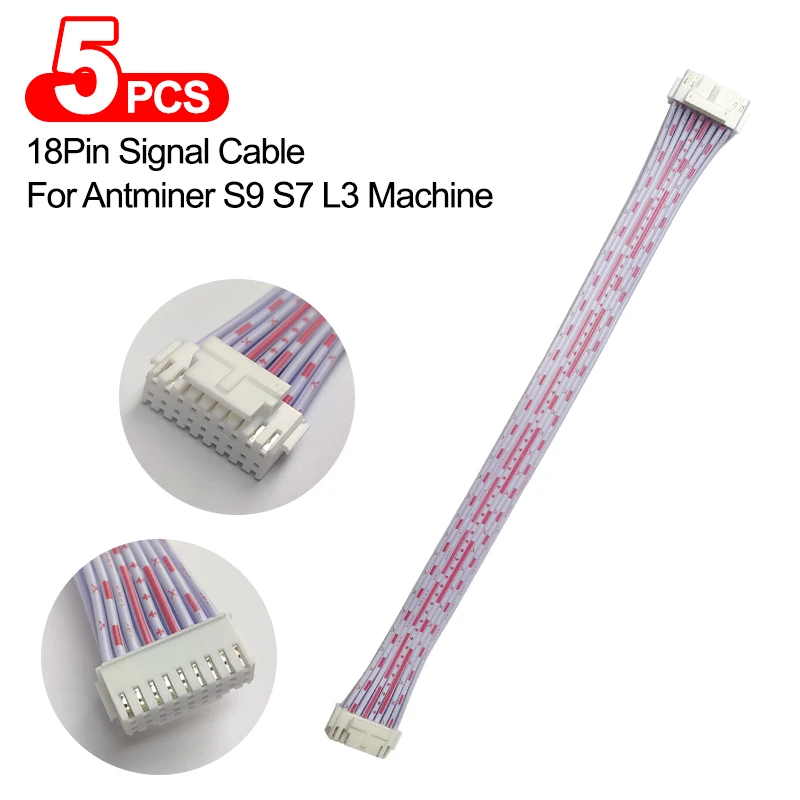 5Pcs 18Pin Signal Cable 2X9 Pins Miner Connect Date Cable for Antminer S9 S7 L3 Machine Communication Spacing 2mmx155mm