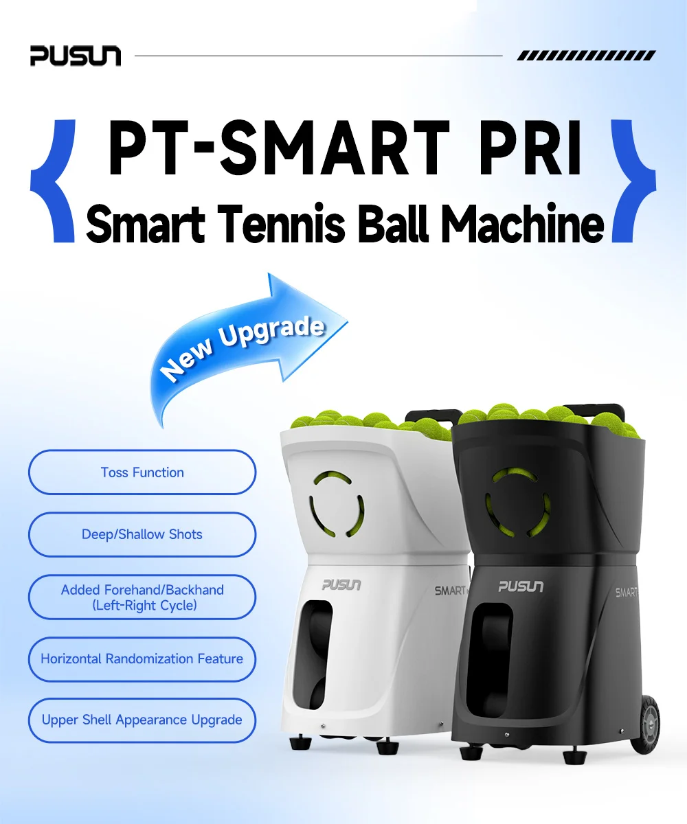 PT-SMART PRI Tennis Ball Machine APP Control Padel Launcher 100 Balls Portable Tennis Ball Shooting Robot For Court Training