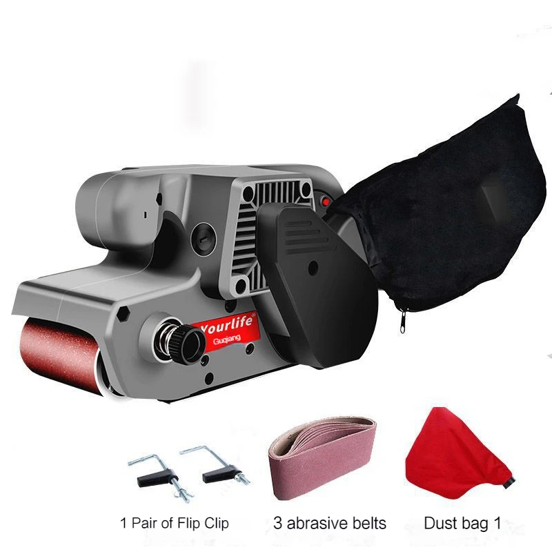 HBS76B electric Woodworking Belt Dust Bag Sanding Belt Polishing Machine Hand 220V Lifting Flat Bottom Sanding Machine