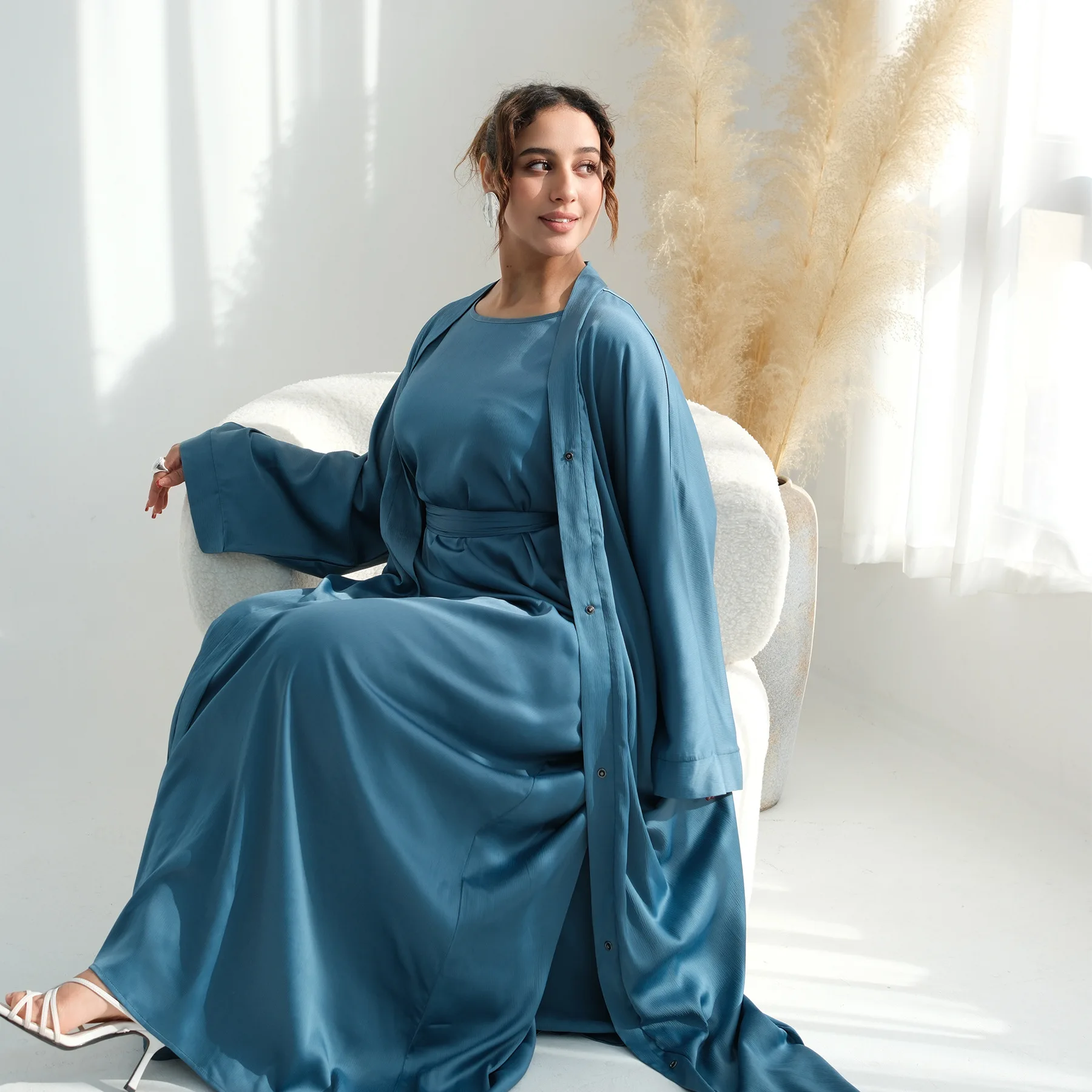 

Elegant Muslim Abaya for Women Dress 2 Piece Set Party Dresses Kimono Gown Saudi Arabic Dubai Kaftan Islam Jalabiya Kebaya Robe