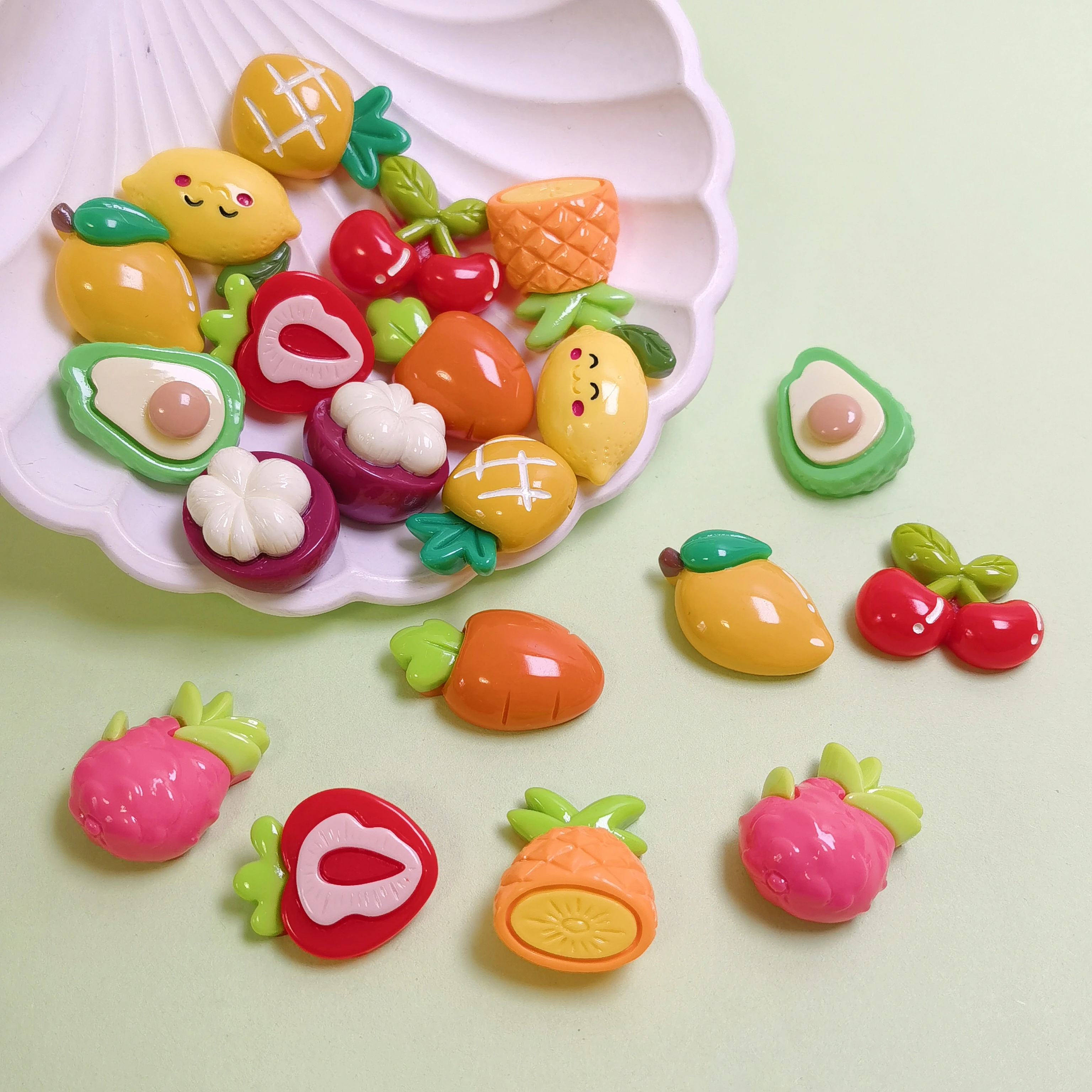 Kawaii Fruit Flatback Resin Bowknot Centre Patch DIY Decoration Hair Clip Brooch Craft Materials