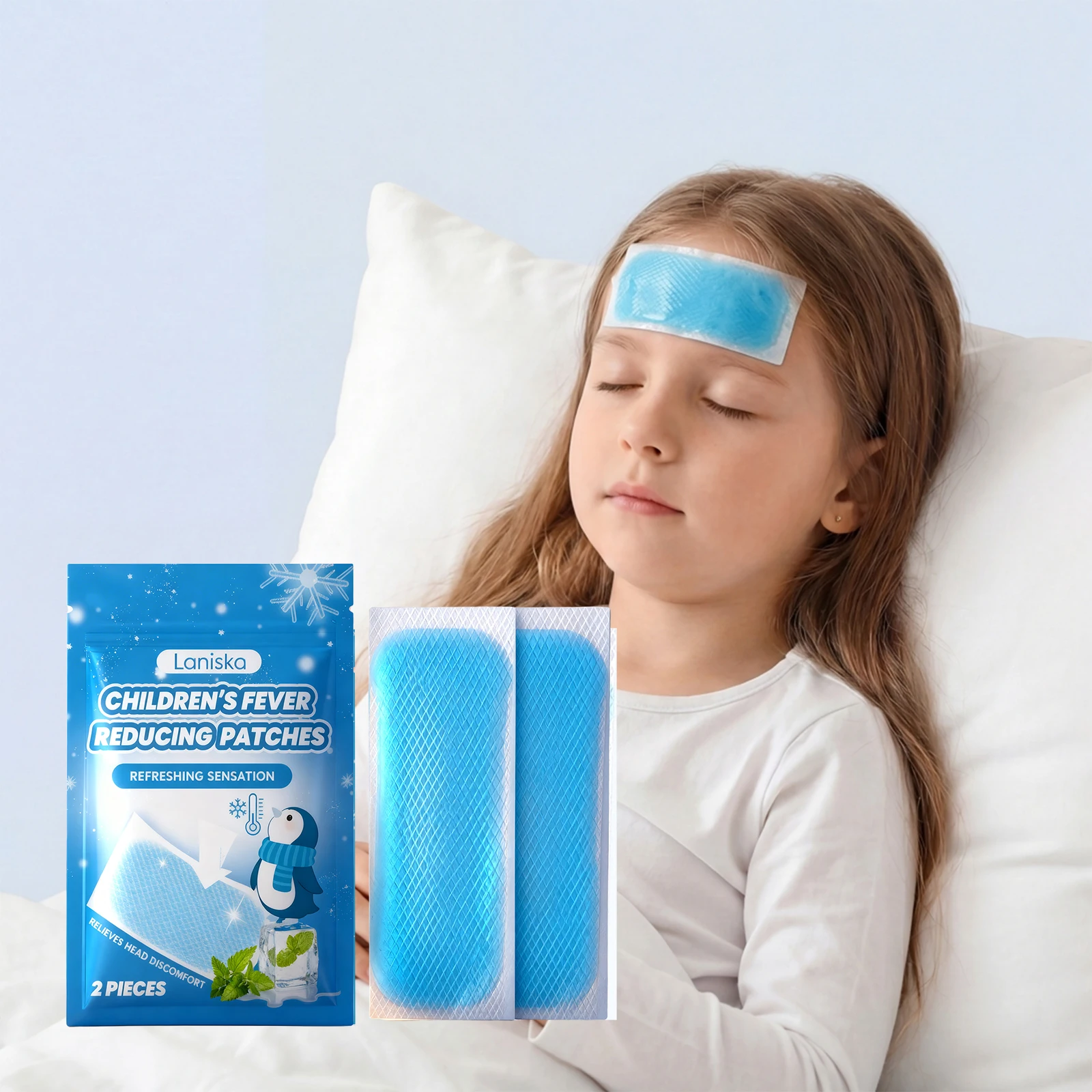 Kids Forehead Cooling Patches Physical Cooling Cold Compress Patch Hydrogel Summer Heat Relief Comfortable Skin Friendly