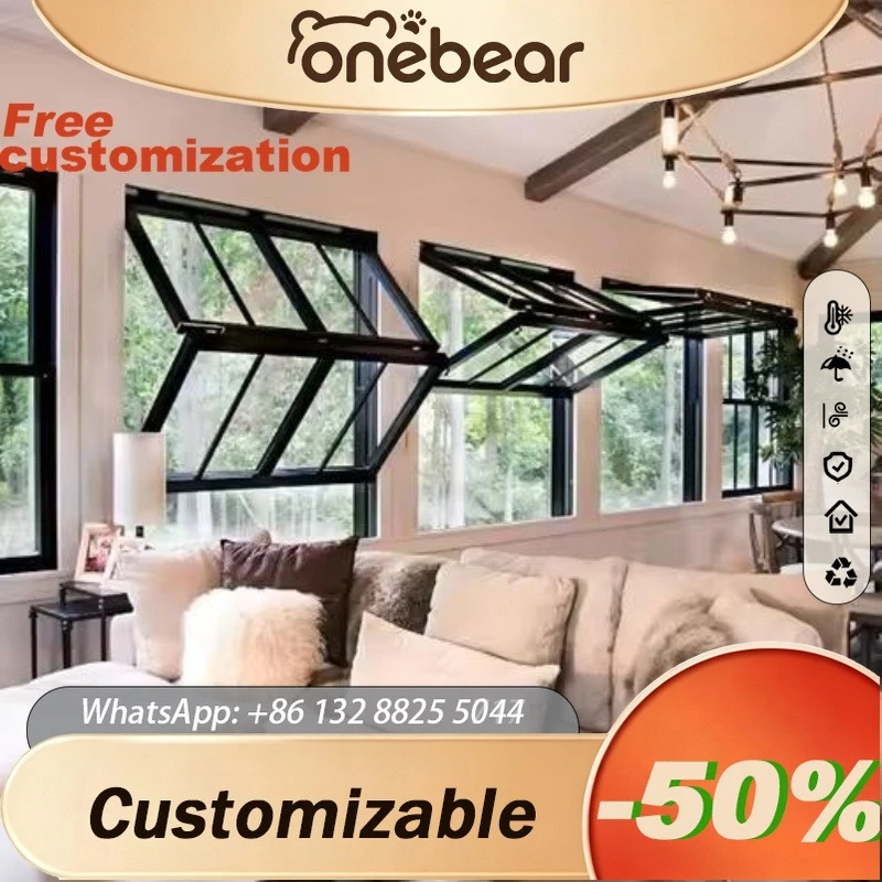 Any Size Custom High Quality Brown Glass Soundproof Double Folding Window Custom Aluminum Folding Window For Home Villa