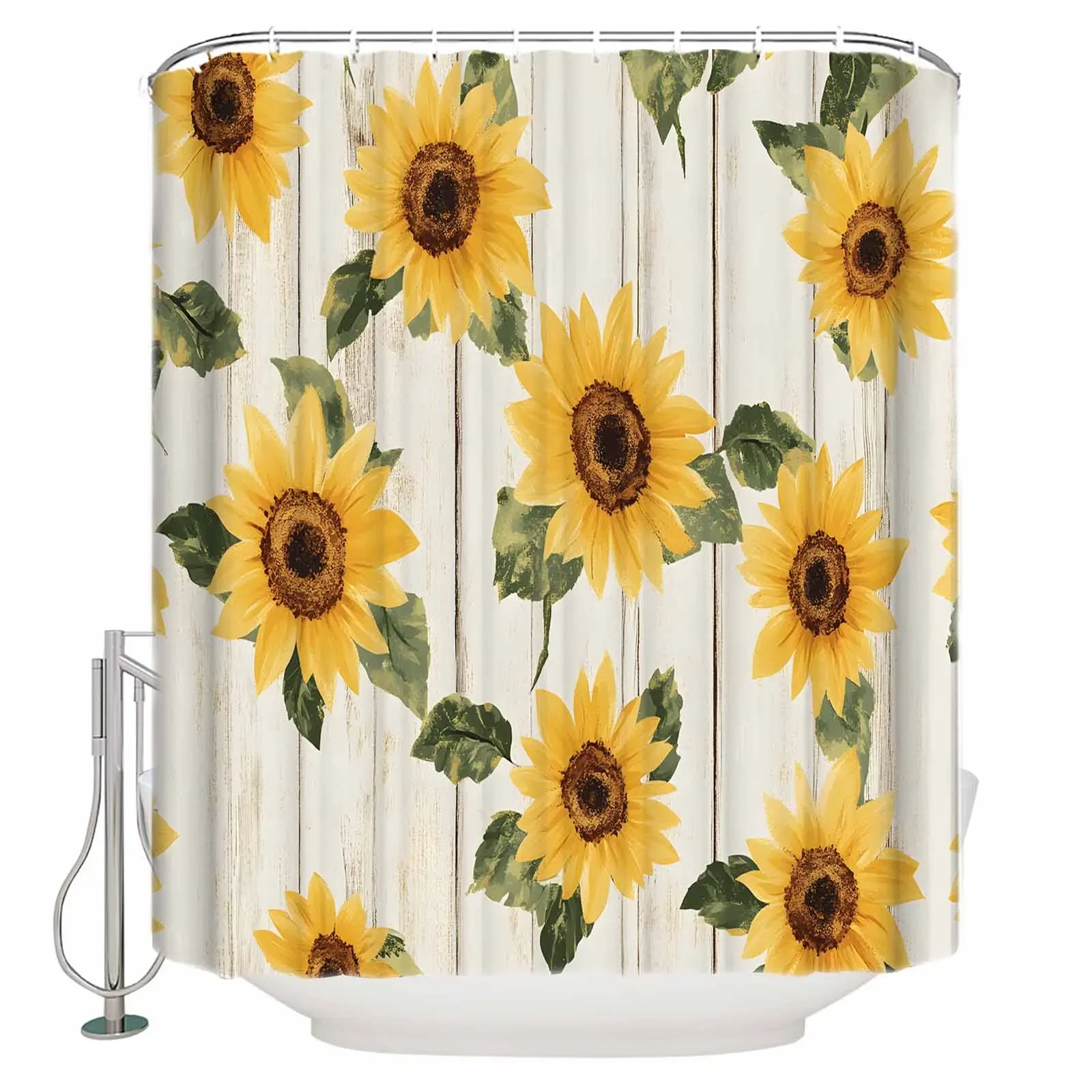 

Винтажные летние деревянные занавески для душа с подсолнухом, водонепроницаемые занавески для ванной, домашний декор, современная роскошная занавеска для ванной комнаты