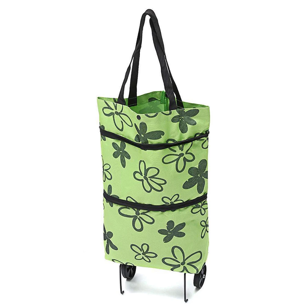 2 In 1 Portable Foldable Shopping Cart Multifunction Telescopic Storage Bag With Wheel