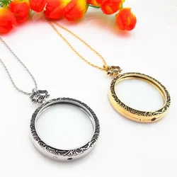 3x Portable Magnifying Glass Pocket Reading Magnifier Present Necklace Decoration Pendant Gold and Silver Decorative Gift Loupe