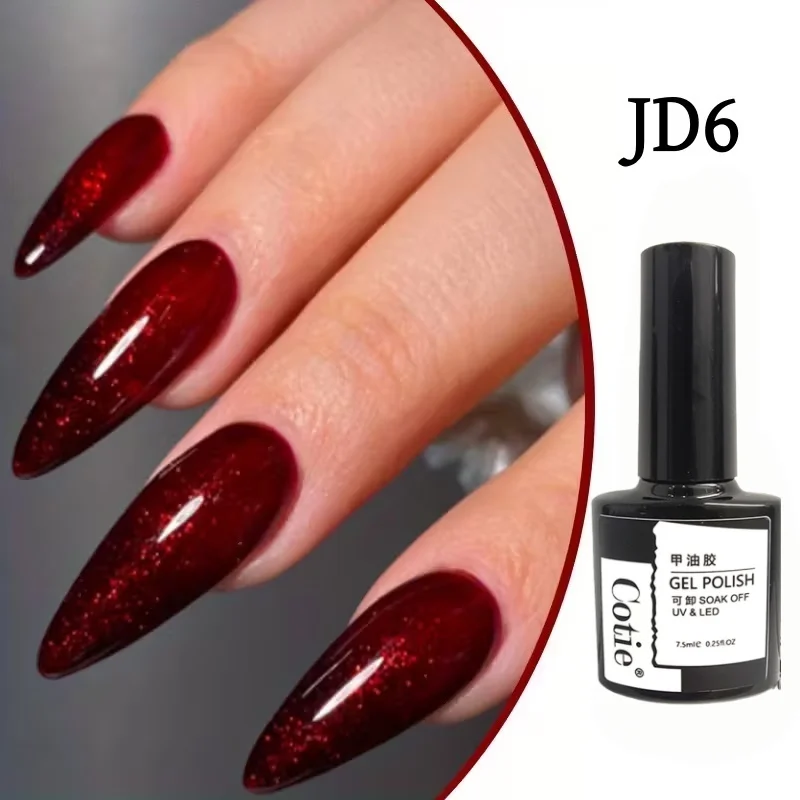 6 Stück Gel-Nagellack der Neujahrsserie, Glitzer, Wein, Rose, Kirsche, perfekt für die Heimmaniküre, ideales Geschenk für Frauen
